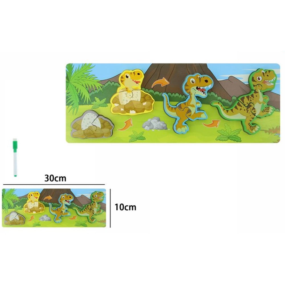 LAVAGNA PUZZLE IN LEGNO CICLO CRESCITA DINOSAURO GIOCO BAMBINI 74996