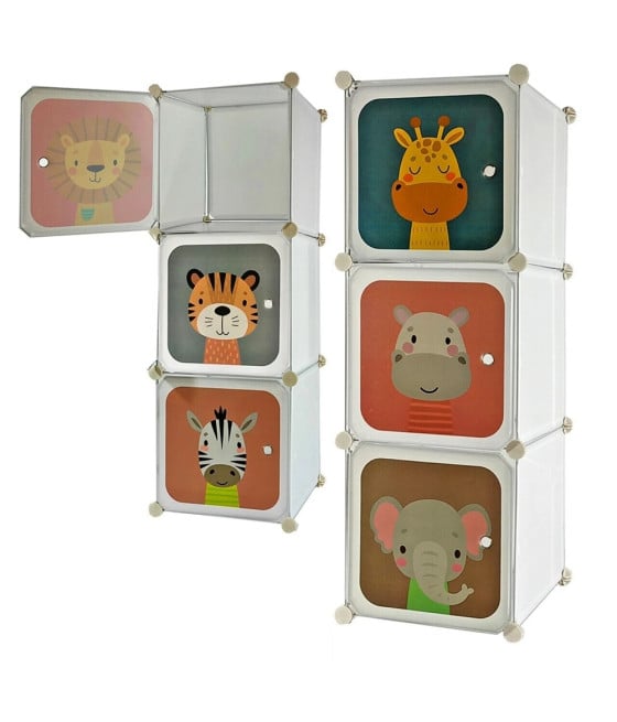 SET 3 CUBI CONTENITORI MODULARI SALVASPAZIO PER BAMBINI ANTE DECORATE
