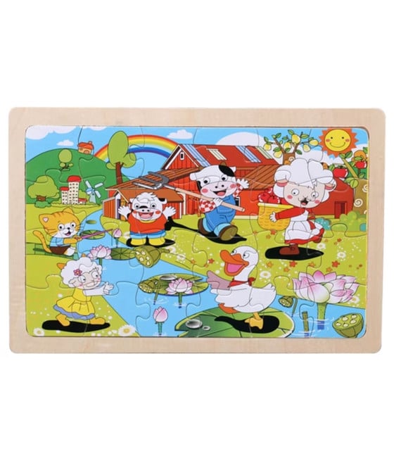 2PZ PUZZLE EDUCATIVO IN LEGNO TEMA ANIMALI FATTORIA GIOCO BAMBINI 07306