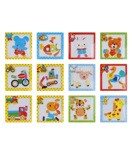 SET 2PZ MINI PUZZLE MAGNETICO IN LEGNO A INCASTRO PER BAMBINI 53557