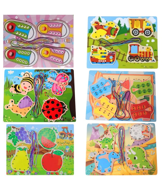 GIOCO DIDATTICO EDUCATIVO IN LEGNO ALLACCIATURA BASE CON LACCI 74461