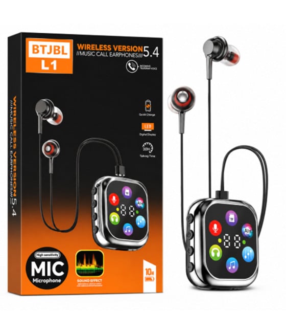 CUFFIE AURICOLARI WIRELESS BLUETOOTH 5.4 BTJBL L1 DISPLAY DIGITALE LED