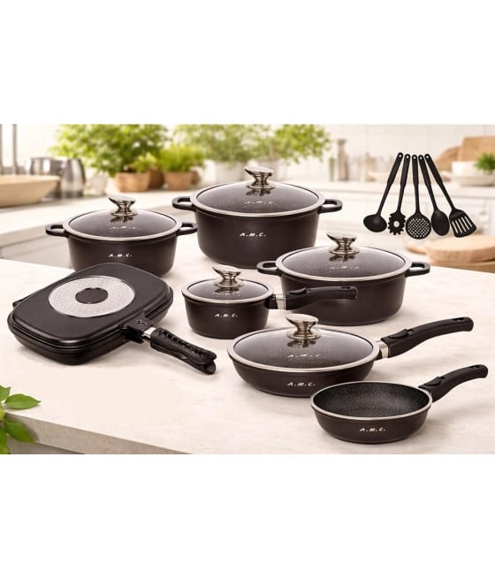 SET BATTERIA PENTOLE 22PZ ANTIADERENTI A INDUZIONE UTENSILI DA CUCINA