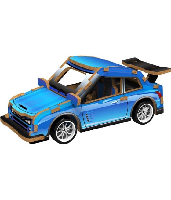 PUZZLE 3D MODELLINO GIOCATTOLO IN LEGNO 22PZ MODELLO AUTO SPORTIVA BLU