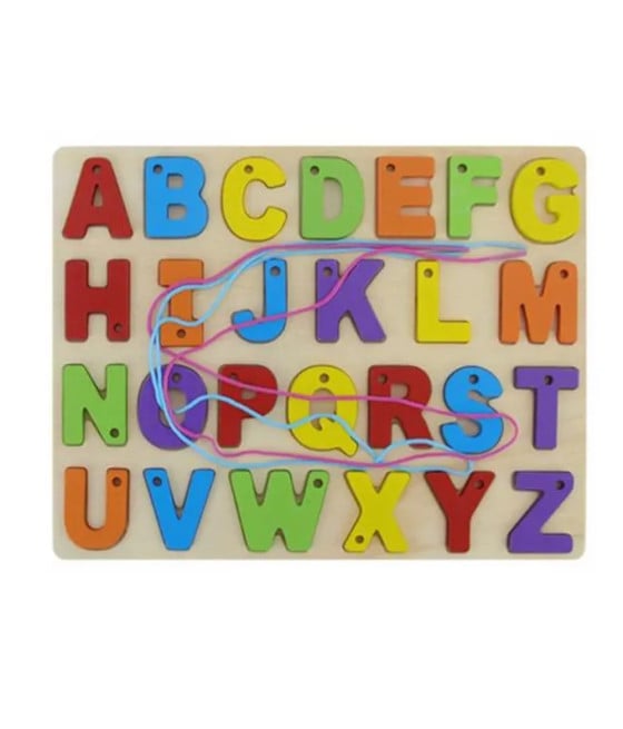 GIOCATTOLO IN LEGNO CON LETTERE MAIUSCOLE DA INFILARE PER BAMBINI 74465