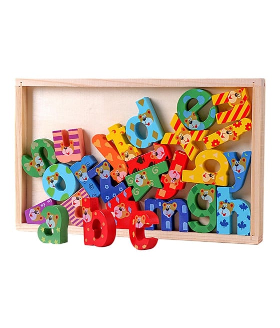 GIOCO PUZZLE IN LEGNO PER BAMBINI CON LETTERE ALFABETO ANIMALI 52280