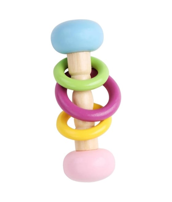 SONAGLIO A 3 ANELLI IN LEGNO SVILUPPO SENSORIALE GIOCO NEONATI 32334