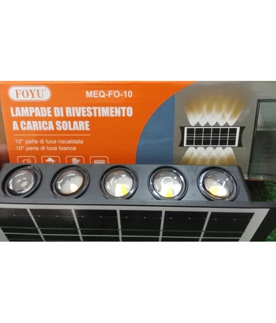 APPLIQUE PARETE DA ESTERNO RICARICA SOLARE BIDIREZIONALE IMPERMEABILE
