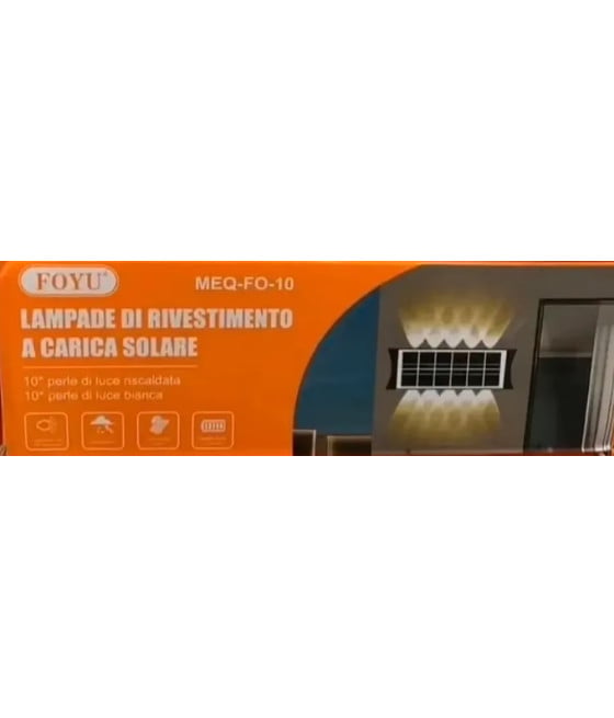 APPLIQUE PARETE DA ESTERNO RICARICA SOLARE BIDIREZIONALE IMPERMEABILE