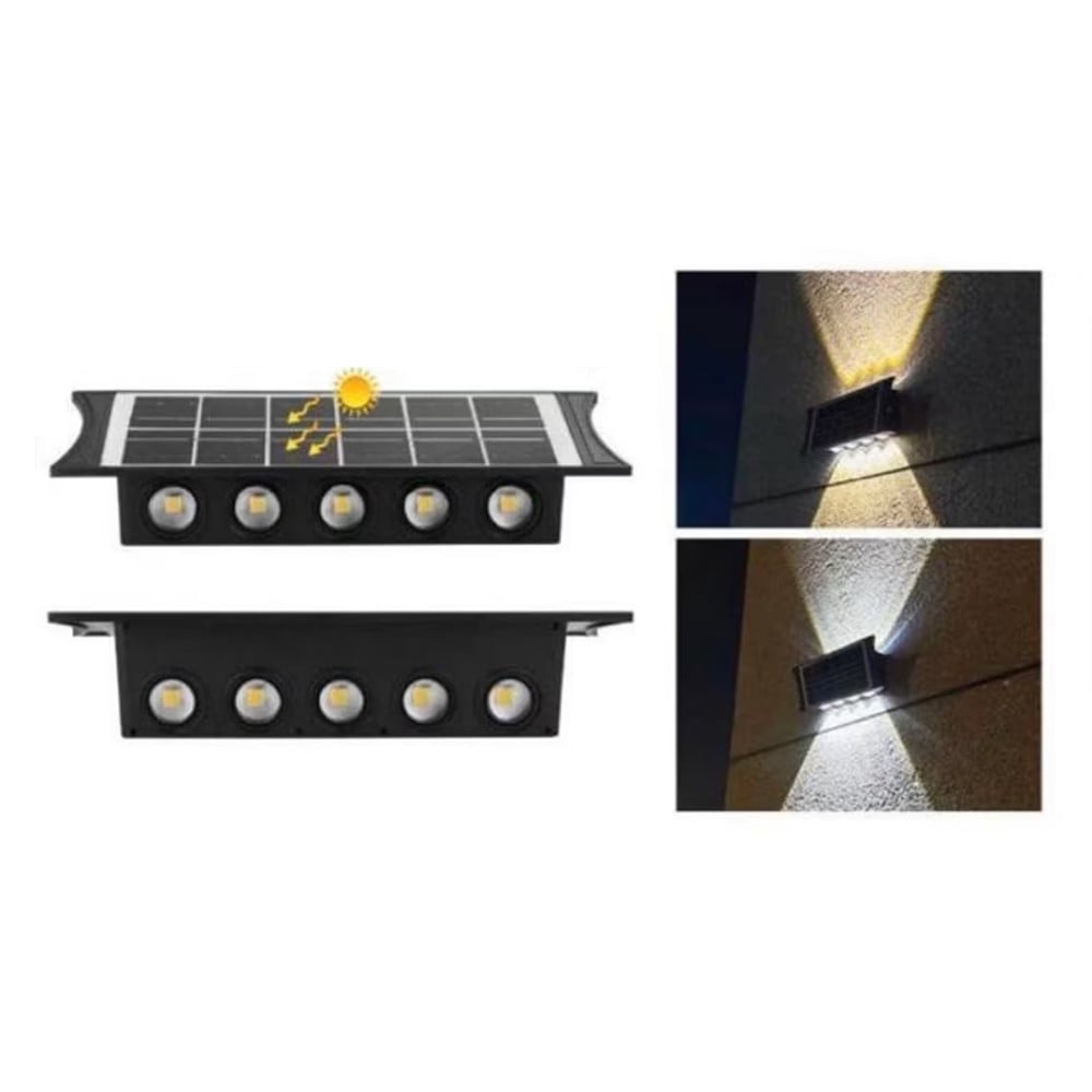 APPLIQUE PARETE DA ESTERNO RICARICA SOLARE BIDIREZIONALE IMPERMEABILE