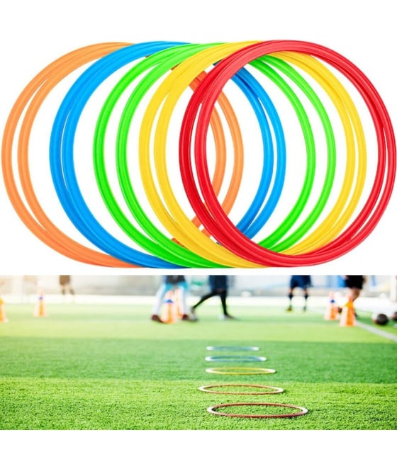 SET 10PZ CERCHI PIATTI COLORATI PER FITNESS ESERCIZI COORDINAZIONE 50CM