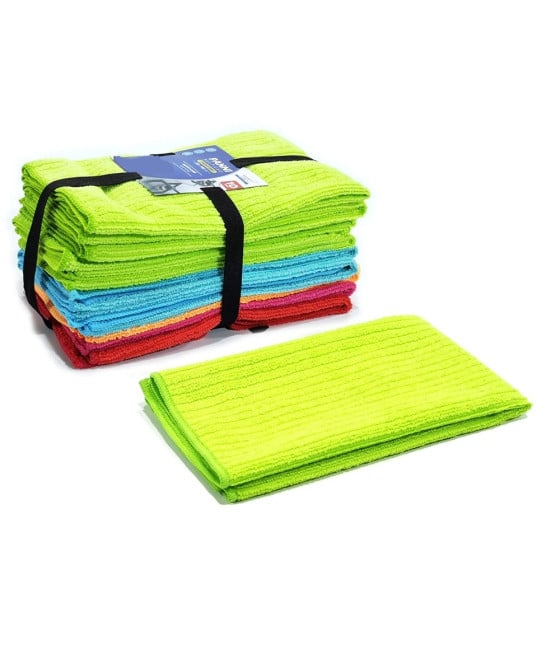 10PZ PANNI MULTIUSO MICROFIBRA 38X45CM PULIZIA CASA CUCINA MULTICOLORE