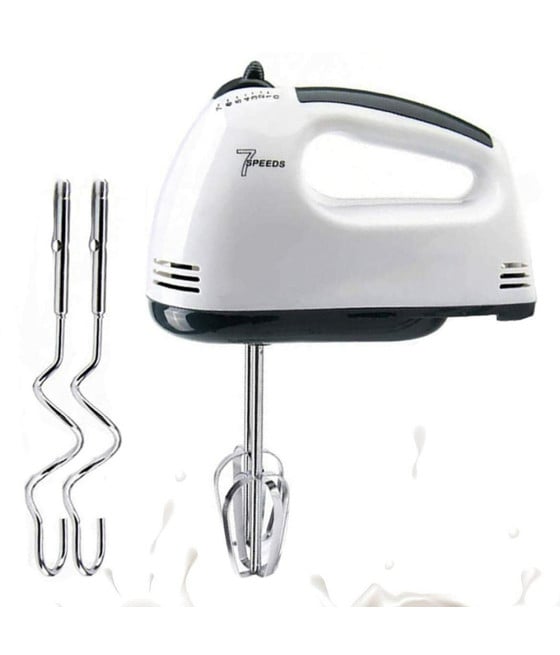 SBATTITORE ELETTRICO CUCINA MANUALE 7 VELOCITÀ 260W DOPPIA FRUSTA ACCIAIO