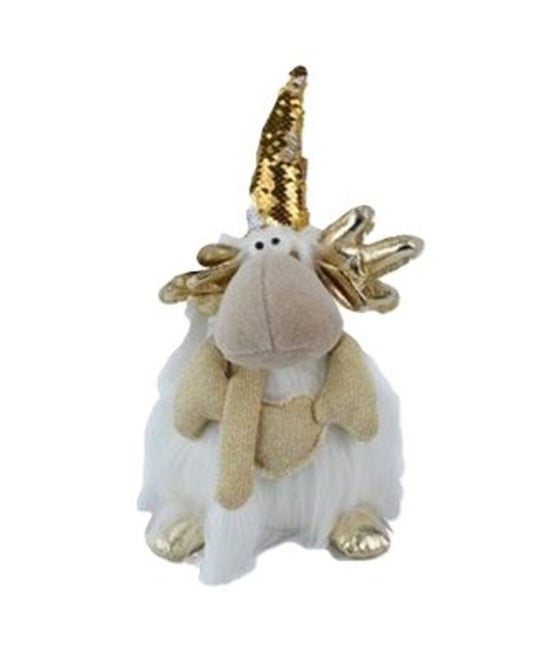 PUPAZZO FORMA DI RENNA DECORAZIONE NATALIZIA NATALE IN STOFFA ORO 36CM