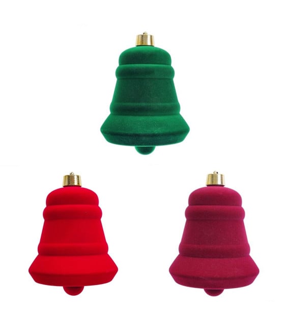 CAMPANA NATALIZIA 23CM FLOCCATA CON GANCIO DORATO DECORAZIONE FESTE