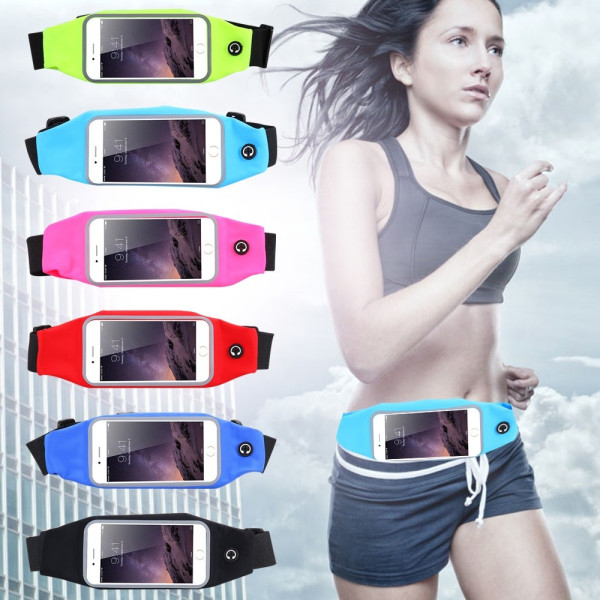 CINTURA CON TASCHE ZIP SPORT BELT MARSUPIO PORTA SMARTPHONE CELLULARI 4,7"