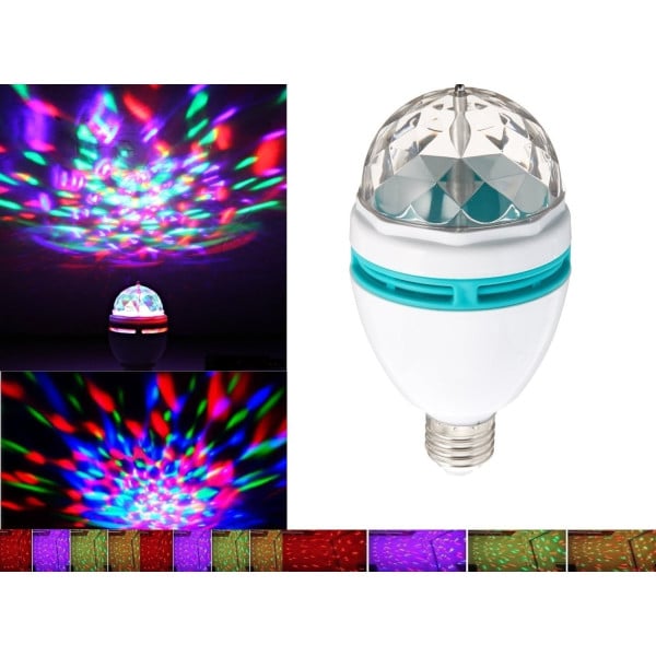 MINI PROIETTORE Lampada RGB Rotante Led E27 PER EFFETTO DISCO DJ EFFETTO LUCI
