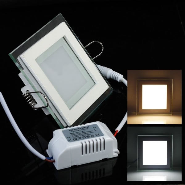 PANNELLO FARETTO LED 18 WATT AD INCASSO SOTTILE 20X20 CM 5000K BORDO IN VETRO