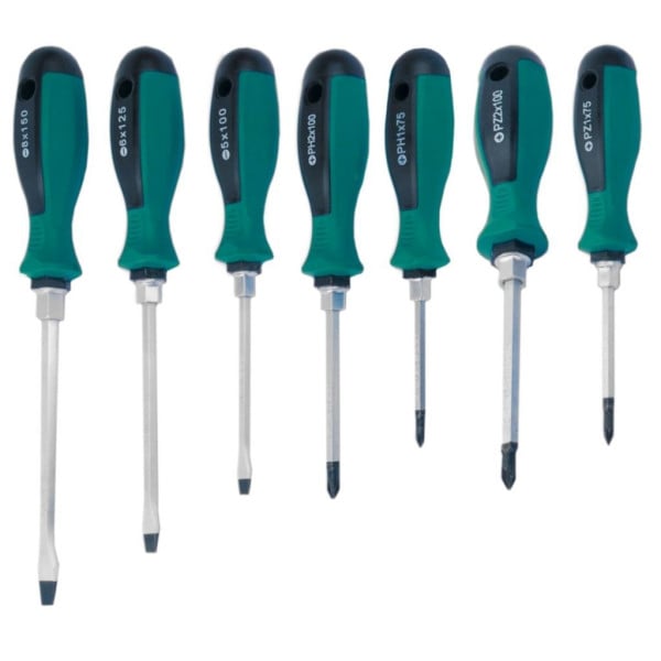 KIT SET 7 CACCIAVITI CACCIAVITE IMPATTO BATTENTE TAGLIO CROCE CON MANICO CR-V