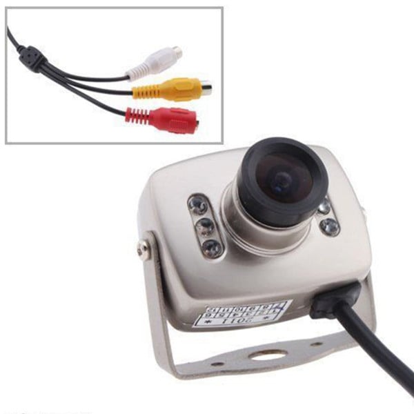 MINI MICRO TELECAMERA CAMERA A COLORI 6 LED IR RCA AUDIO VIDEO MICROFONO STAFFA 