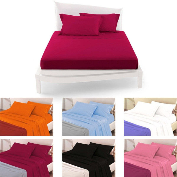 COMPLETO DA LETTO MATRIMONIALE TINTA UNITA LENZUOLA COORDINATO COPRICUSCINI