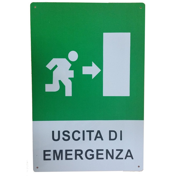 CARTELLO USCITA DI EMERGENZA SEGNALETICA DIREZIONALE SICUREZZA AVVERTIMENTO
