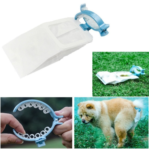 20 SACCHETTI CON PINZA CLIP CODA BUSTINE tg s/m PER ESCREMENTI RACCOLTA FECI