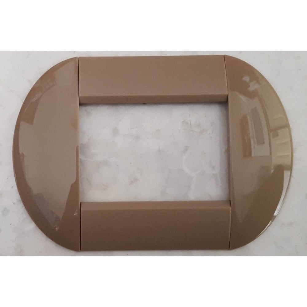 Trade Shop - Placca Placche Placchette Compatibili Living International Light Bombate Bticino - Grigio Giallastro -3 Fori -