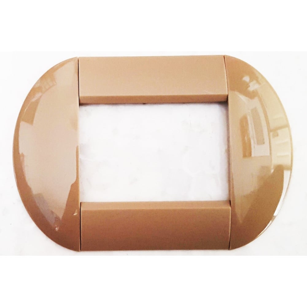 Trade Shop - Placca Placche Placchette Compatibili Living International Light Bombate Bticino - Marrone Chiaro -3 Fori -