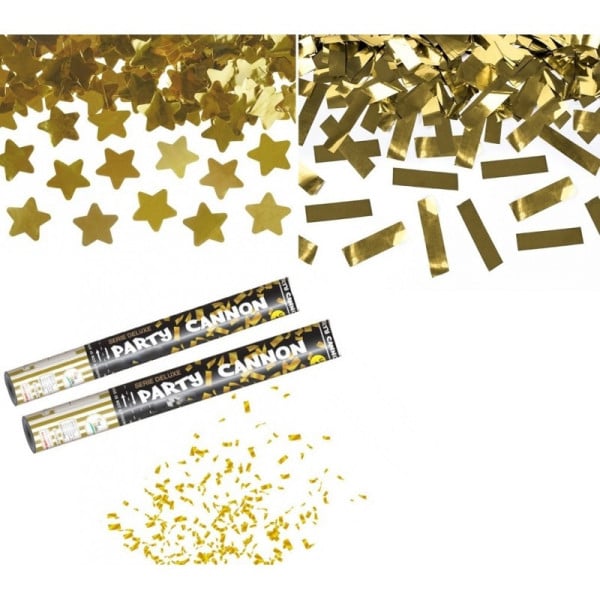 2 TUBI TUBO SPARA CORIANDOLI GOLD CANNONE 40CM FESTA PARTY PROMESSA MATRIMONIO