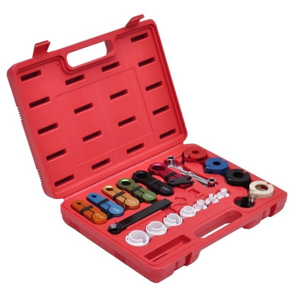 KIT SET SMONTAGGIO CONNETTORI CARBURANTE TUBO OLIO ARIA CONDIZIONATA IN VALIGIA