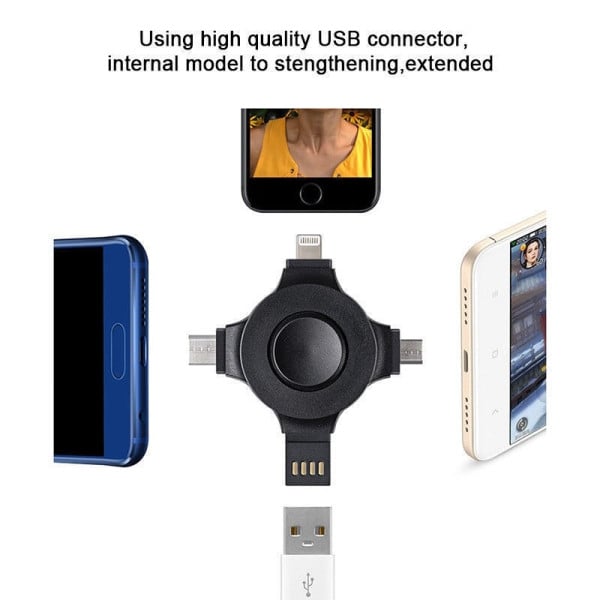 CARICATORE PER CELLULARI SMARTPHONE 4 IN 1 MULTIFUNZIONE UNIVERSALE RICARICA USB