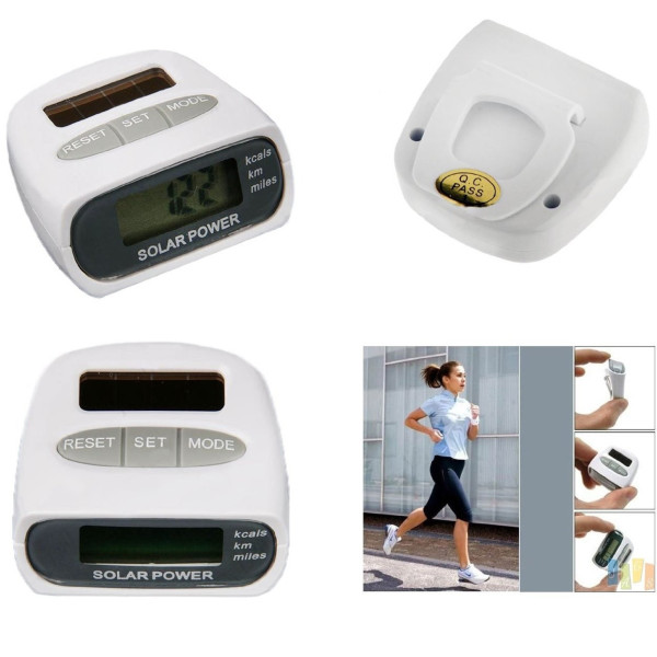 CONTAPASSI DIGITALE PEDOMETRO ENERGIA SOLARE MISURA DISTANZA CALORIE OROLOGIO