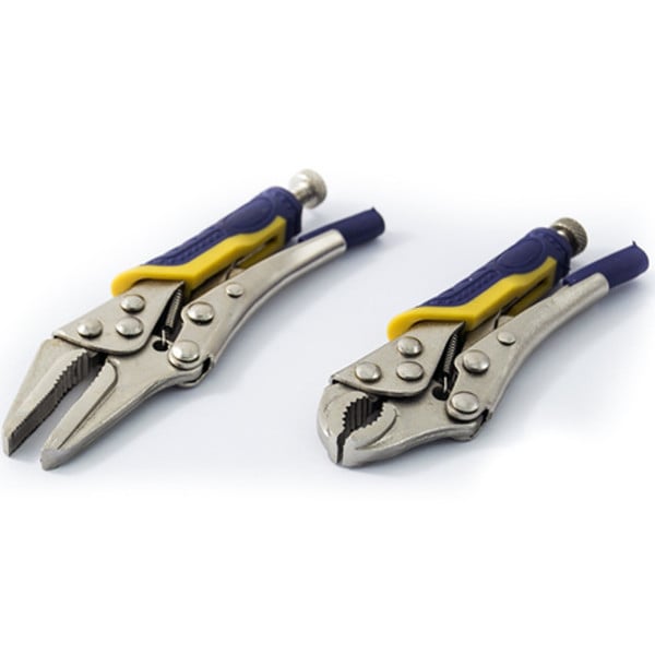KIT 2 MINI PINZE PINZA GRIP BECCO CURVO LUNGA MORSETTO AUTOBLOCCANTE A SCATTO