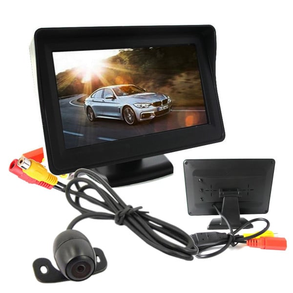 KIT TELECAMERA RETROMARCIA MONITOR 4,3" TFT LCD STAFFATA CABLATA AUTO CAMPER