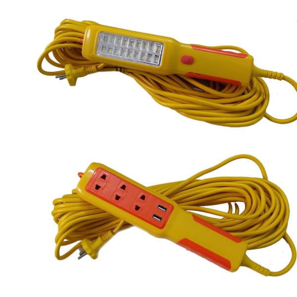 LAMPADA TORCIA 18 LED SMD LAVORO GANCIO 15MT CIABATTA CORRENTE 2 USB 220V