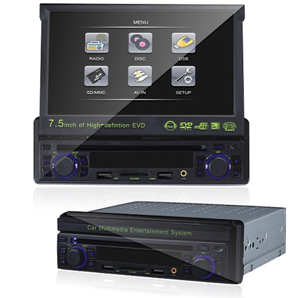 AUTORADIO DVD 1 DIN DISPLAY SCOMPARSA 7.5 RADIO MP3 AUX USB SD
