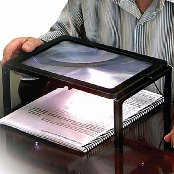 LENTE INGRANDIMENTO DA TAVOLO COLLO LUCE A LED SUPPORTO LETTURA A PILE
