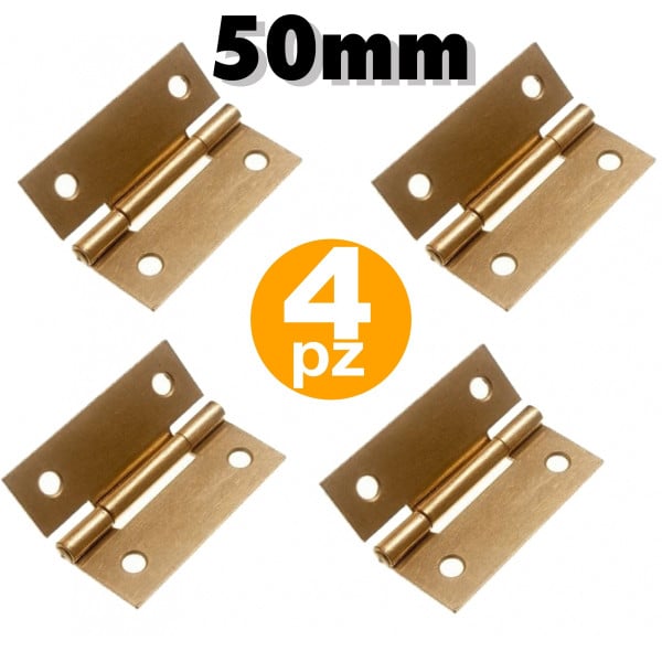 4 CERNIERE 50 MM A LIBRO CON KIT DI VITI APERTURA PER ANTE PENSILI MOBILI CUCINA