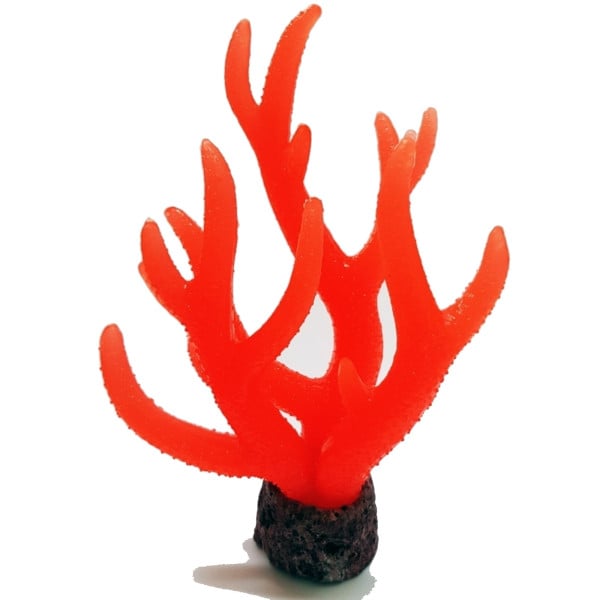 CORALLO IN SILICONE MOVIMENTO NATURALE ROSSO FLUO ORNAMENTO ACQUARIO DECORAZIONI