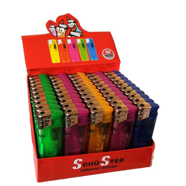 SET SCATOLA 50 PZ ACCENDINI ELETTRONICO RICARICABILI ACCENDINO COLORATI GRANDI