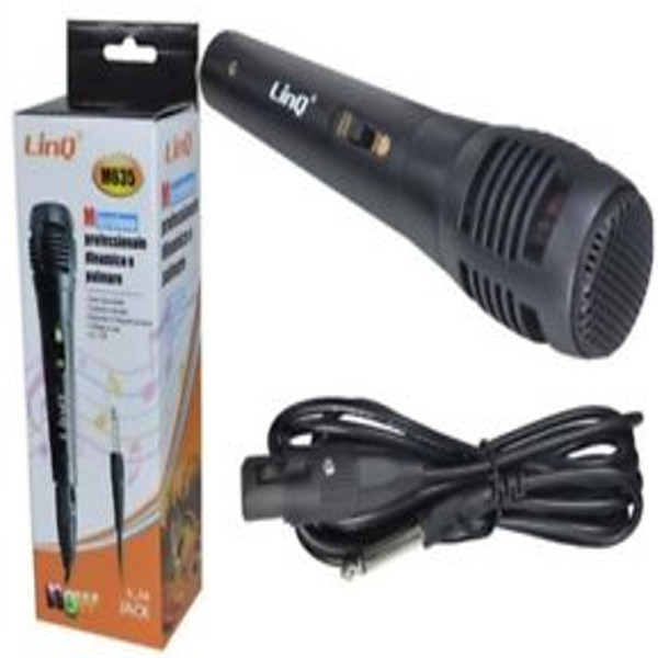 MICROFONO PROFESSIONALE PALMARE DINAMICO CON INTERRUTTORE NERO LINQ M635 3 METRI
