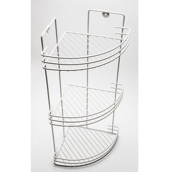 MENSOLA DA BAGNO ANGOLARE A 3 LIVELLI RIPIANI METALLO BIANCA 59X22X22CM