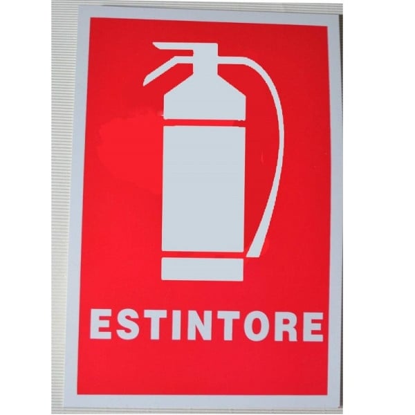 CARTELLO PRESENZA DI ESTINTORE SEGNALETICA SICUREZZA AVVERTIMENTO PLASTIFICATO
