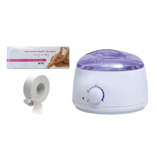50 STRISCE+ROTOLO 50MT DEPILATORIA+SCALDACERA ELETTRICO PROFESSIONALE