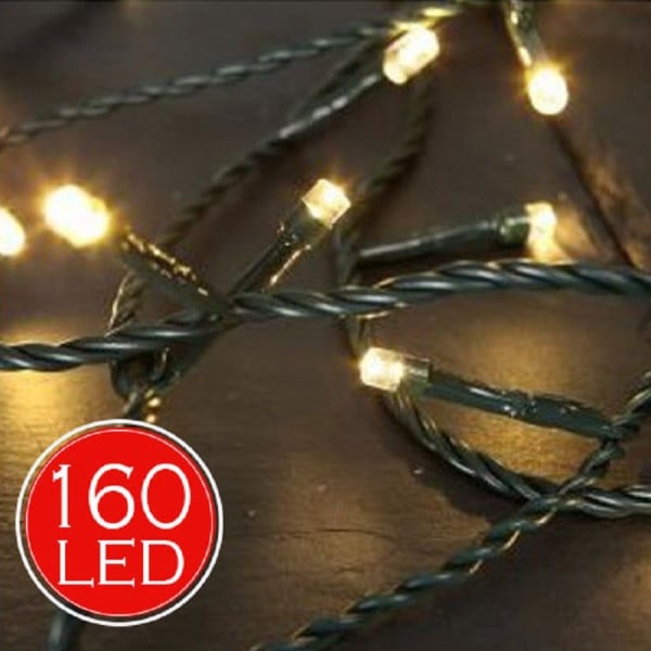 CATENA LUMINOSA 17,8MT LUCI NATALE 160LED BIANCO CALDO INTERNO ESTERNO
