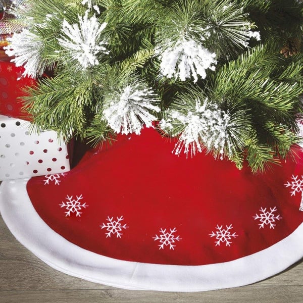 TAPPETO GONNA COPERTURA BASE ALBERO DI NATALE 105CM ROSSO DECORAZIONI