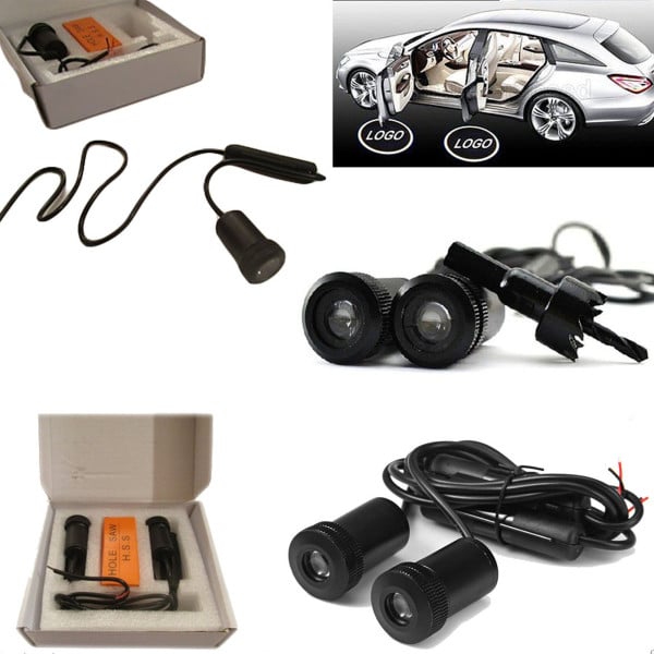 COPPIA FARETTI A LED CORTESIA SOTTOPORTA PER AUTO LUCI LED PROIETTORE LOGO