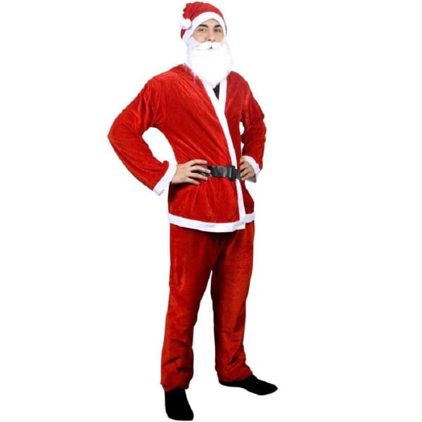 VESTITO COSTUME UOMO TRAVESTIMENTO BABBO NATALE UNIVERSALE 5PZ ROSSO