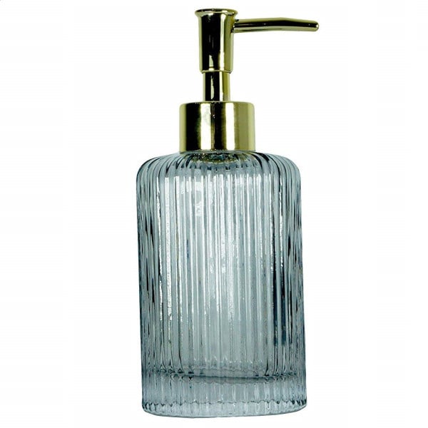 PORTASAPONE PORTA SAPONE CILINDRICO RIGHE GRIGIO ESY_10368 TRAMA VETRO SAPONE